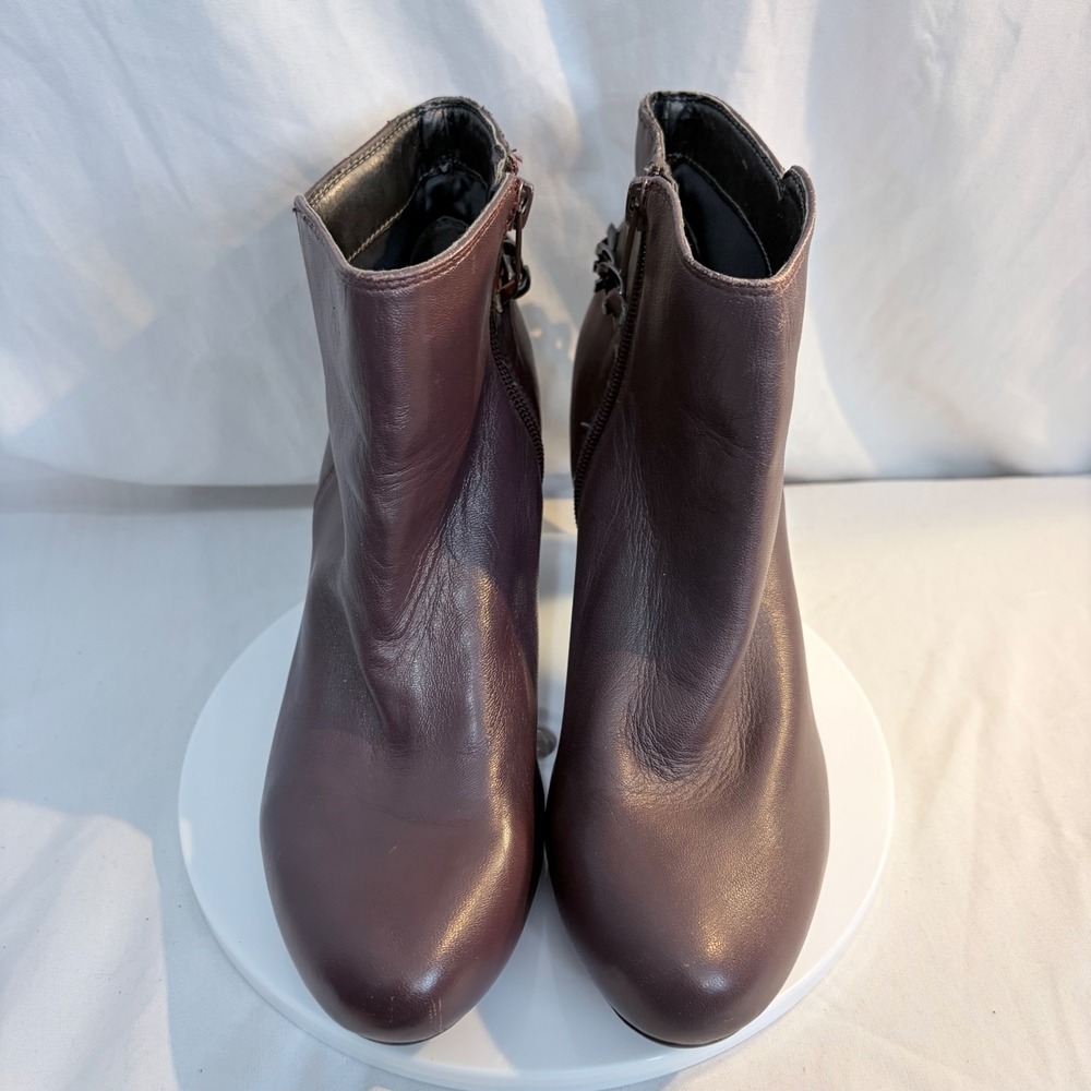 Easy Spirit Esparilynn Ankle‎ Boots Burgundy Leather Chain Heel Womens 7M
